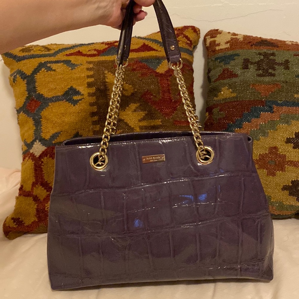 Kate Spade ♠️ New York Knightsbridge purple patent leather croc pattern